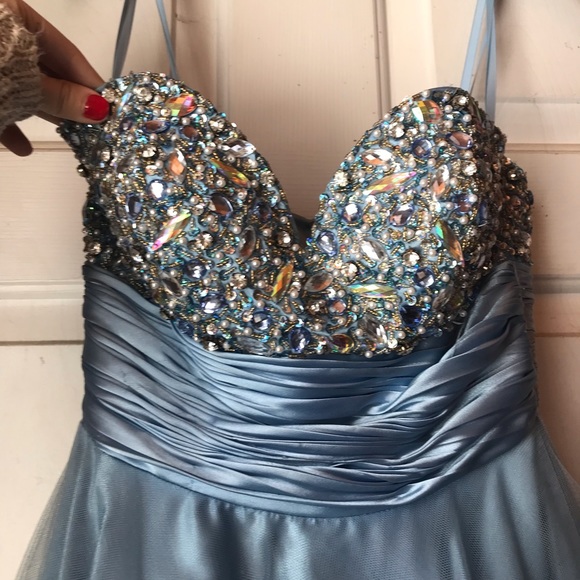 David's Bridal Dresses Davids Bridal Blue Strapless Prom Dress